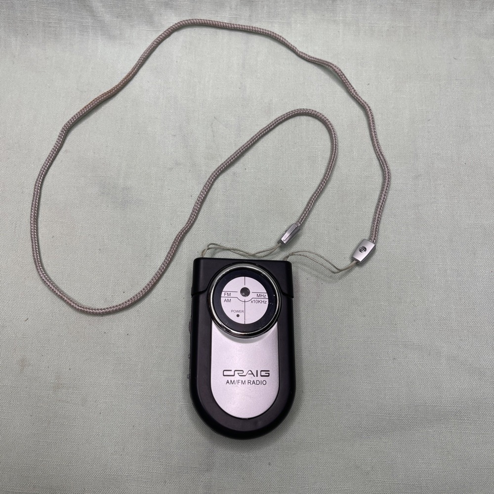 Craig CR4116A Mini AM/FM Portable Radio Pocket Size Clip Tested No Headphone
